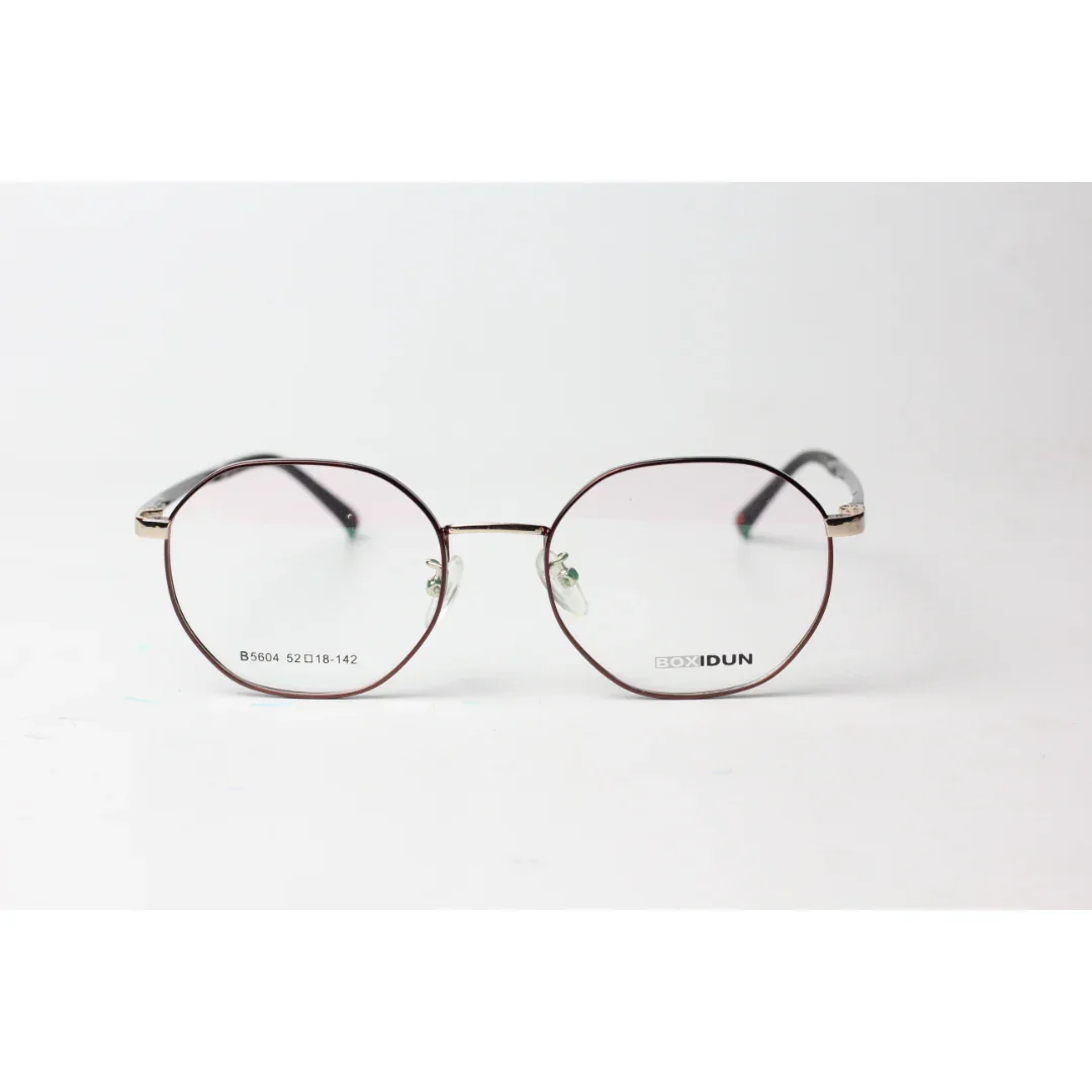 Boxidun - 1519 - Metal - Brown - Golden - Retro - Hexagon - Round - Optics - Eye Wear - Image 2