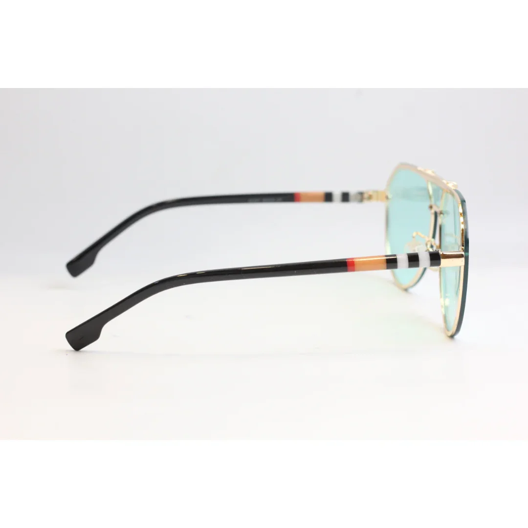 Burberry - X99 - Green Tinted - Acetate - Metal - Aviator Round - Sunglasses - Eyewear - Image 3