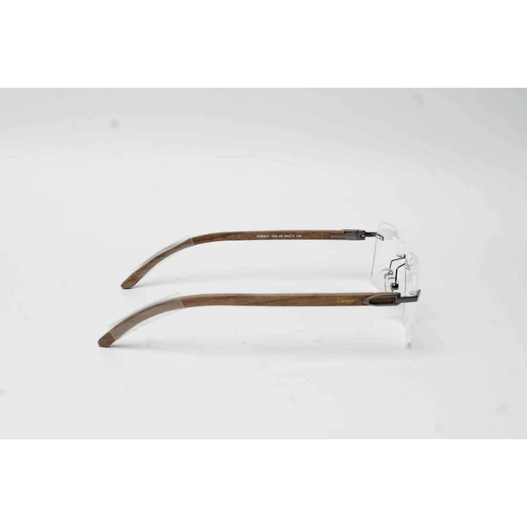 Cartier - 120637J - Wooden - Rimless - Metal - Rectangle - Premium Optics - Eyewear - Image 3