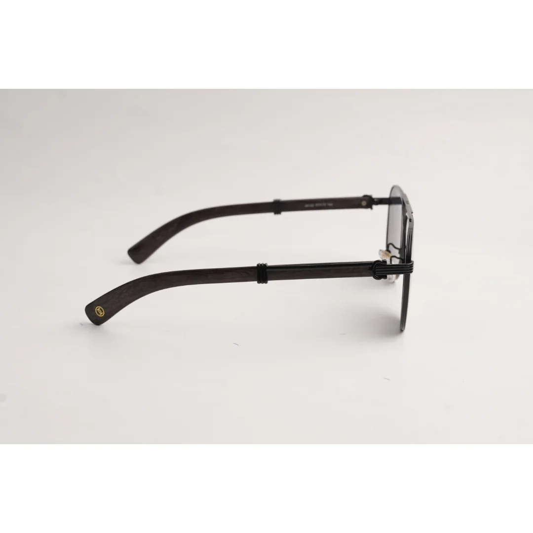 Cartier - 23169 - Wooden Texture - Black - Metal - Aviator Round - Sunglasses - Eyewear - Image 3