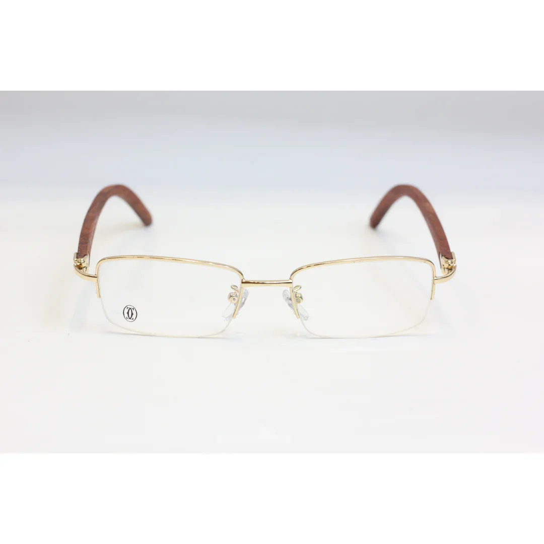 Cartier - 313996 - Wooden Half Rim - Metal - Rectangle - Premium Optics - Eyewear - Image 2
