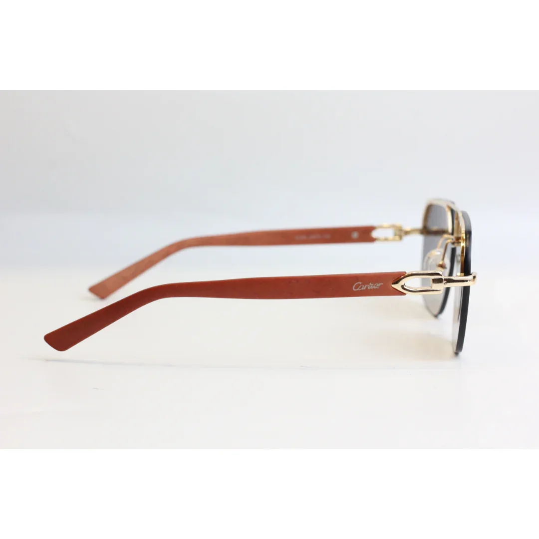 Cartier - 6103 - Golden - Brown Gradient - Acetate - Metal - Rectangle - Sunglasses - Eyewear - Image 3