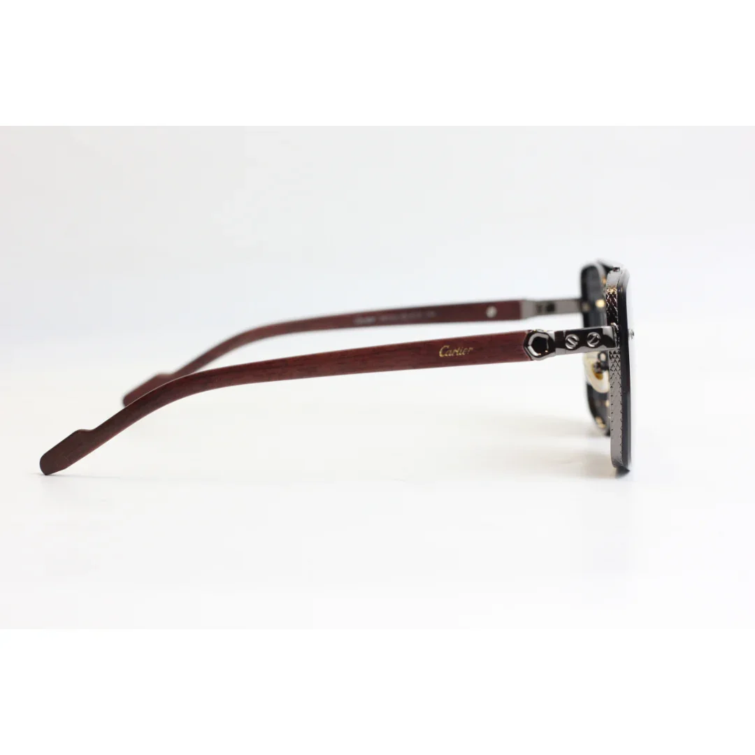 Cartier – CR20 - Metal - Wooden Texture - Square - Sunglasses - Eyewear - Image 3