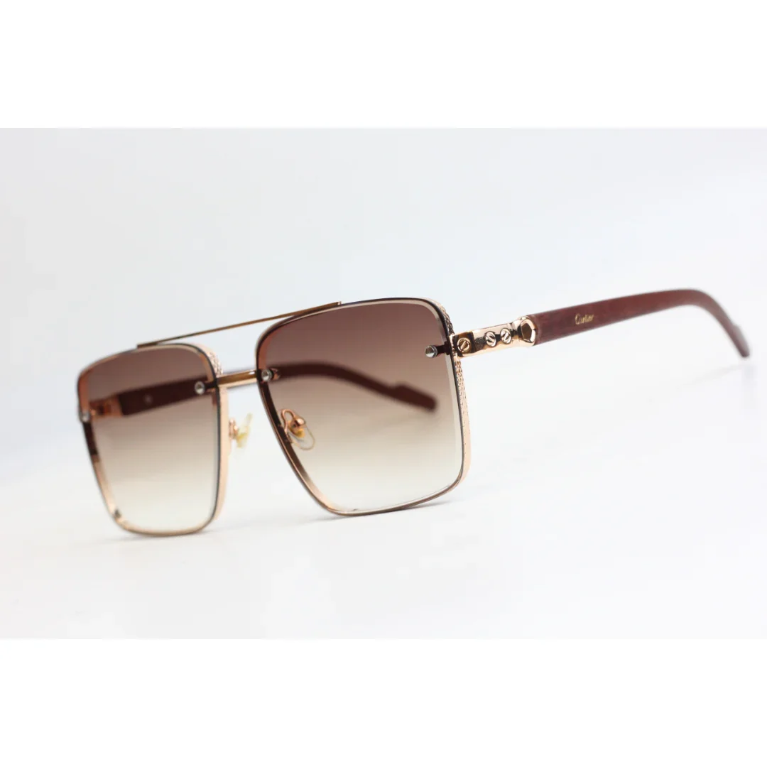Cartier – CR20 - Metal - Wooden Texture - Square - Sunglasses - Eyewear - Image 4