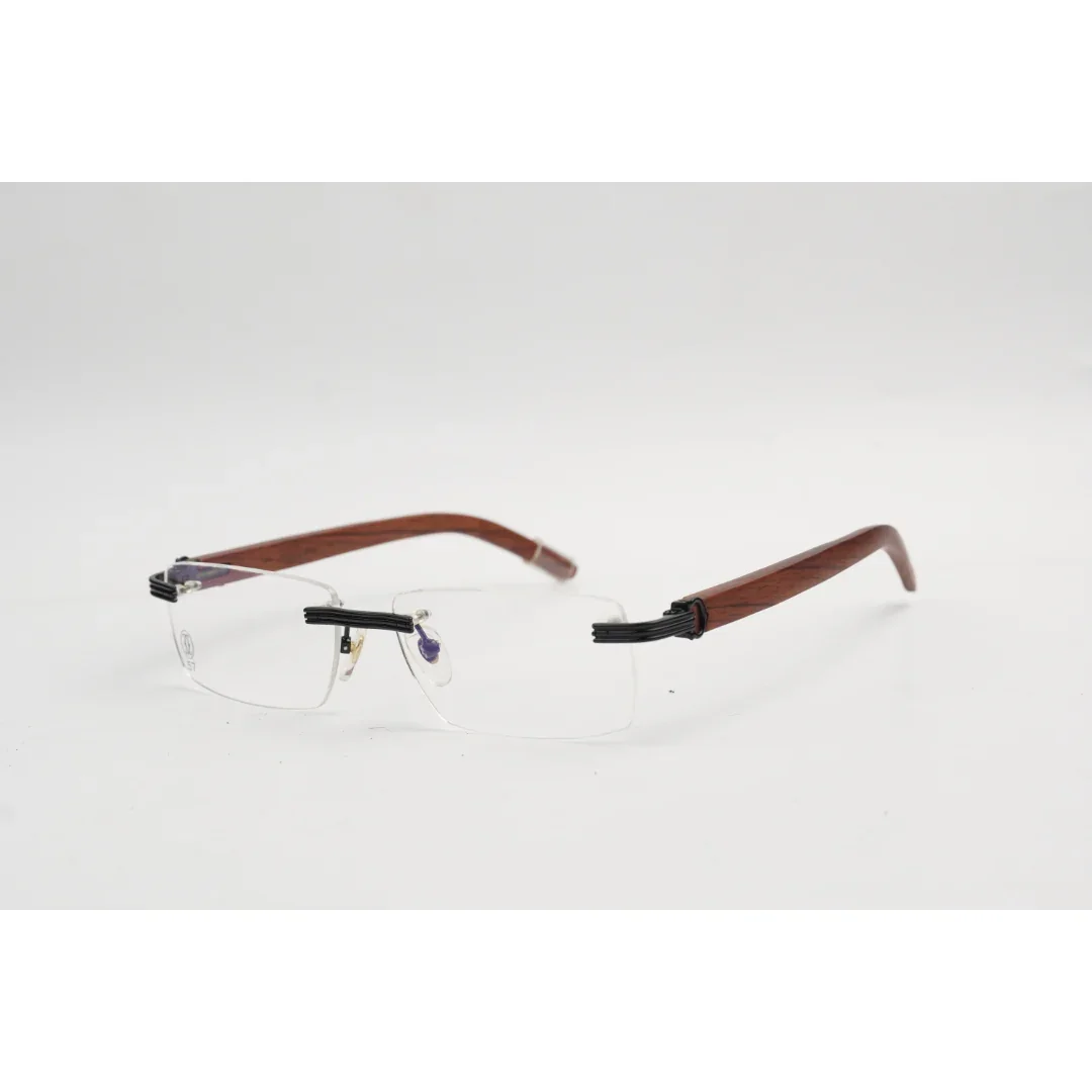 Cartier - CT02860 - Wooden - Rimless - Metal - Rectangle - Premium Optics - Eyewear - Image 4
