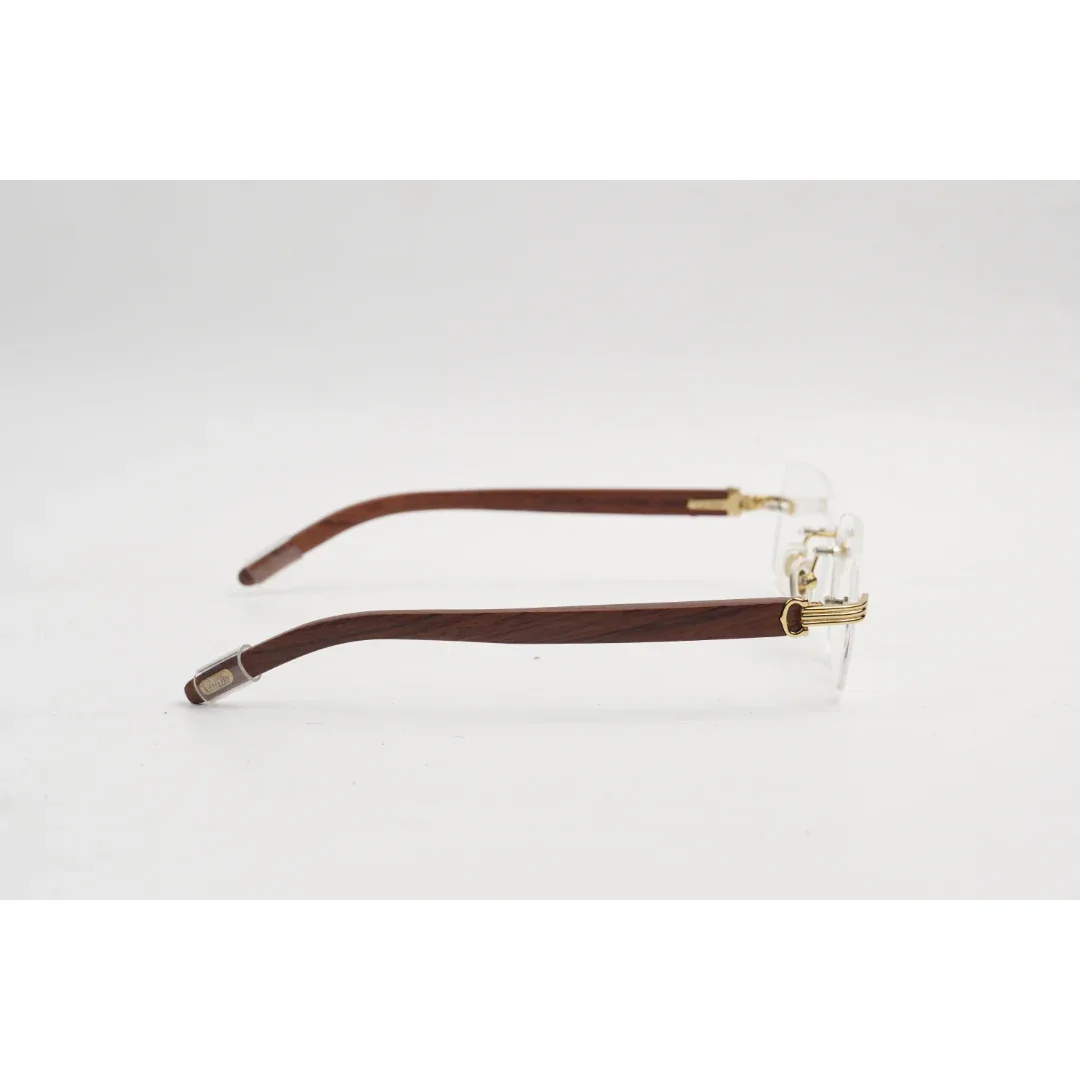 Cartier - CT02860 - Wooden - Rimless - Metal - Rectangle - Premium Optics - Eyewear - Image 9