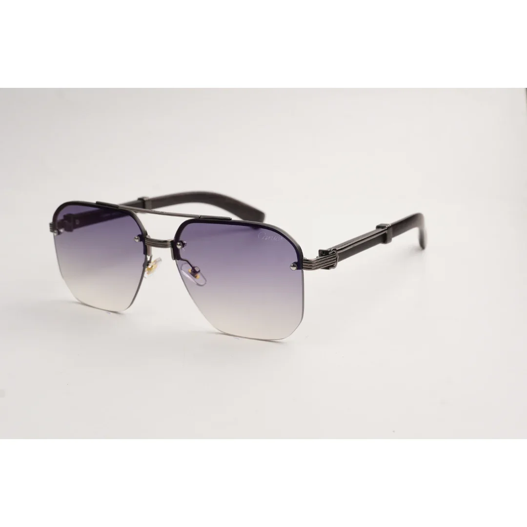Cartier - CT0369S - Wooden Texture - Metal - Aviator Round - Sunglasses - Eyewear