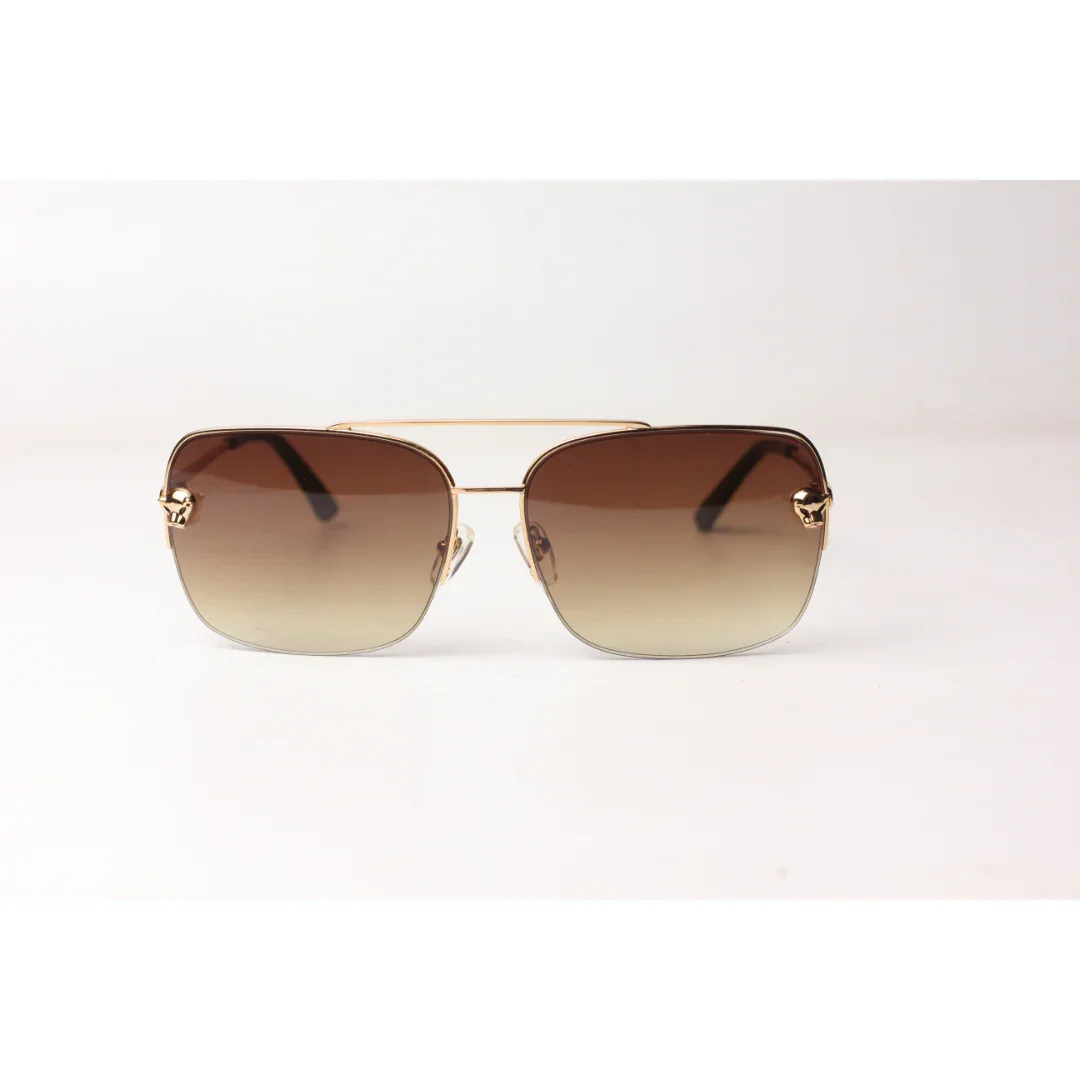 Cartier - ESW 00095 - Golden - Brown Gradient - Metal - Half Rim - Sqaure - Premium Sunglasses - Eyewear - Image 2