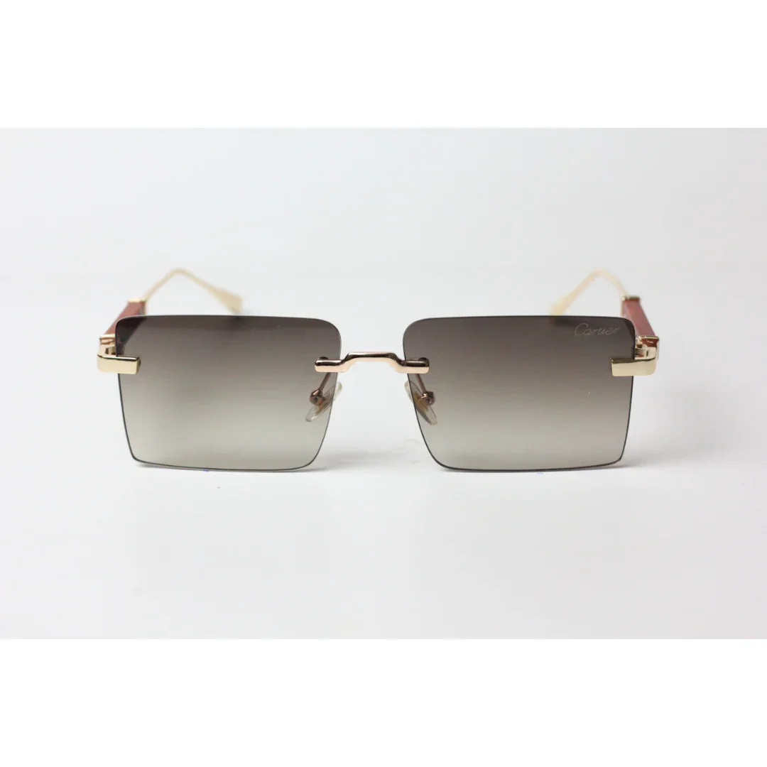 Cartier - R11 - Dark Brown Gradient - Golden - Rimless - Metal - Rectangle - Sunglasses - Eyewear - Image 2