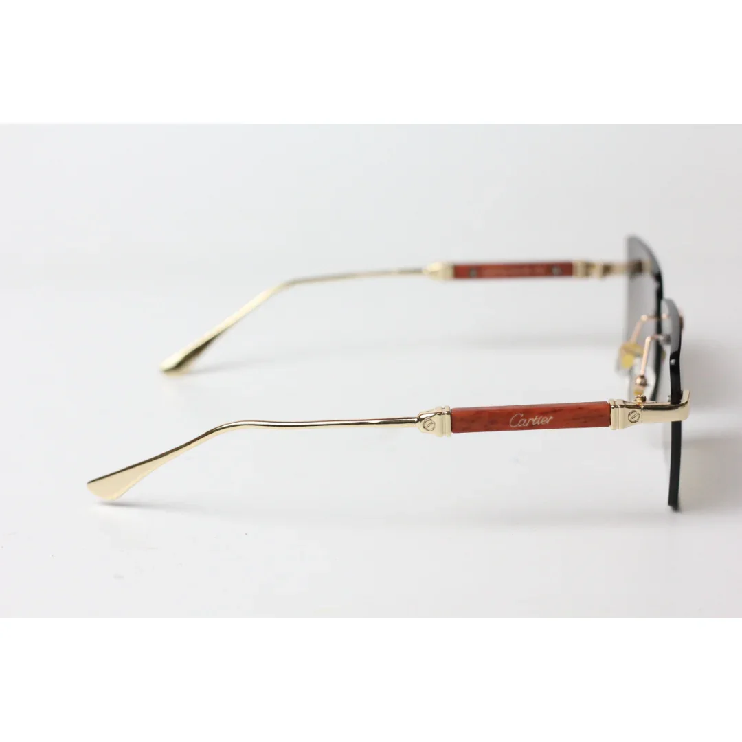 Cartier - R11 - Dark Brown Gradient - Golden - Rimless - Metal - Rectangle - Sunglasses - Eyewear - Image 3