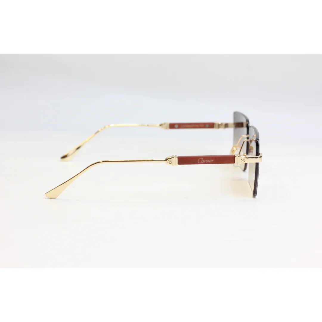 Cartier - R11 - Light Brown Gradient - Golden - Rimless - Metal - Rectangle - Sunglasses - Eyewear - Image 3