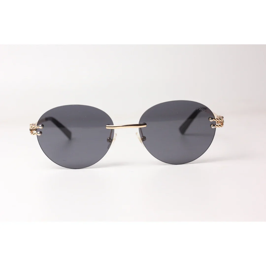 Cartier - R16 - Black - Golden - Rimless - Metal - Round - Sunglasses - Eyewear - Image 2