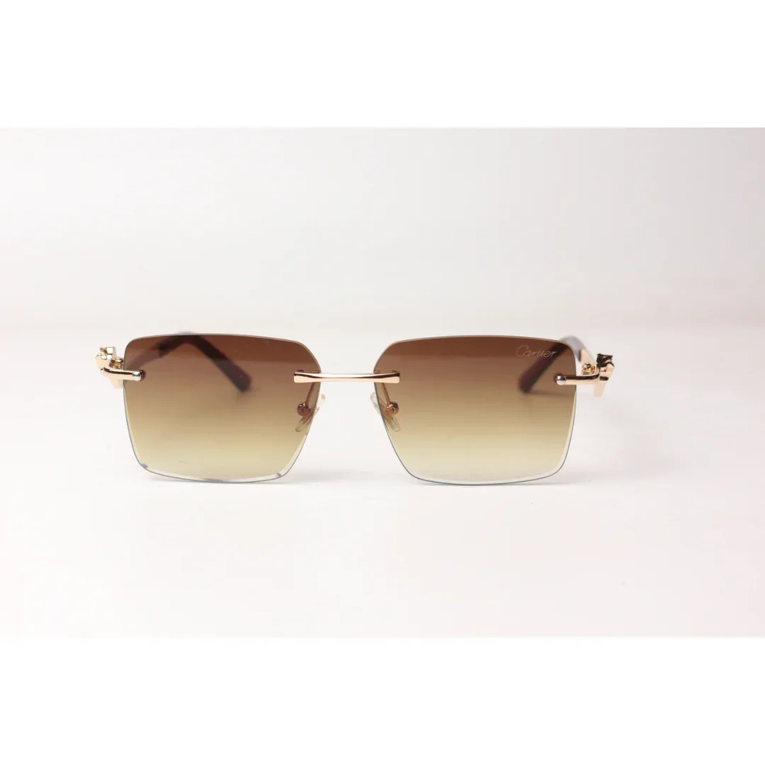 Cartier - R22 - Golden - Rimless - Metal - Rectangle - Sunglasses - Eyewear - Image 5
