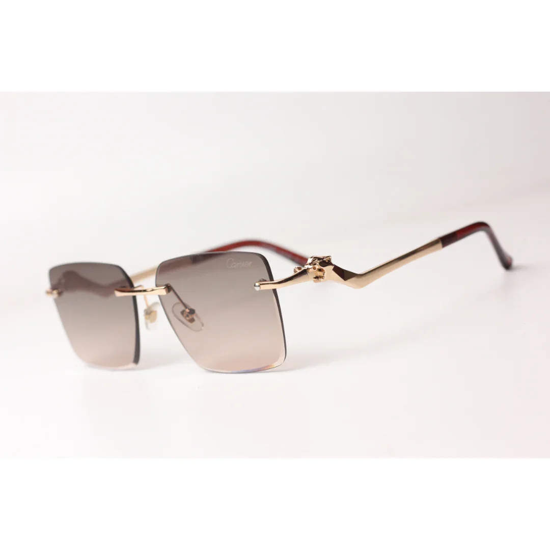 Cartier - R22 - Golden - Rimless - Metal - Rectangle - Sunglasses - Eyewear - Image 7