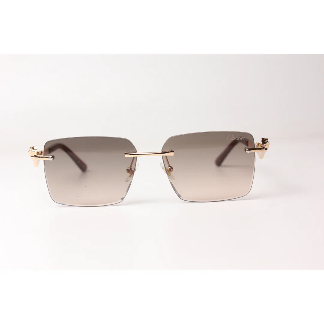 Cartier - R22 - Golden - Rimless - Metal - Rectangle - Sunglasses - Eyewear - Image 8