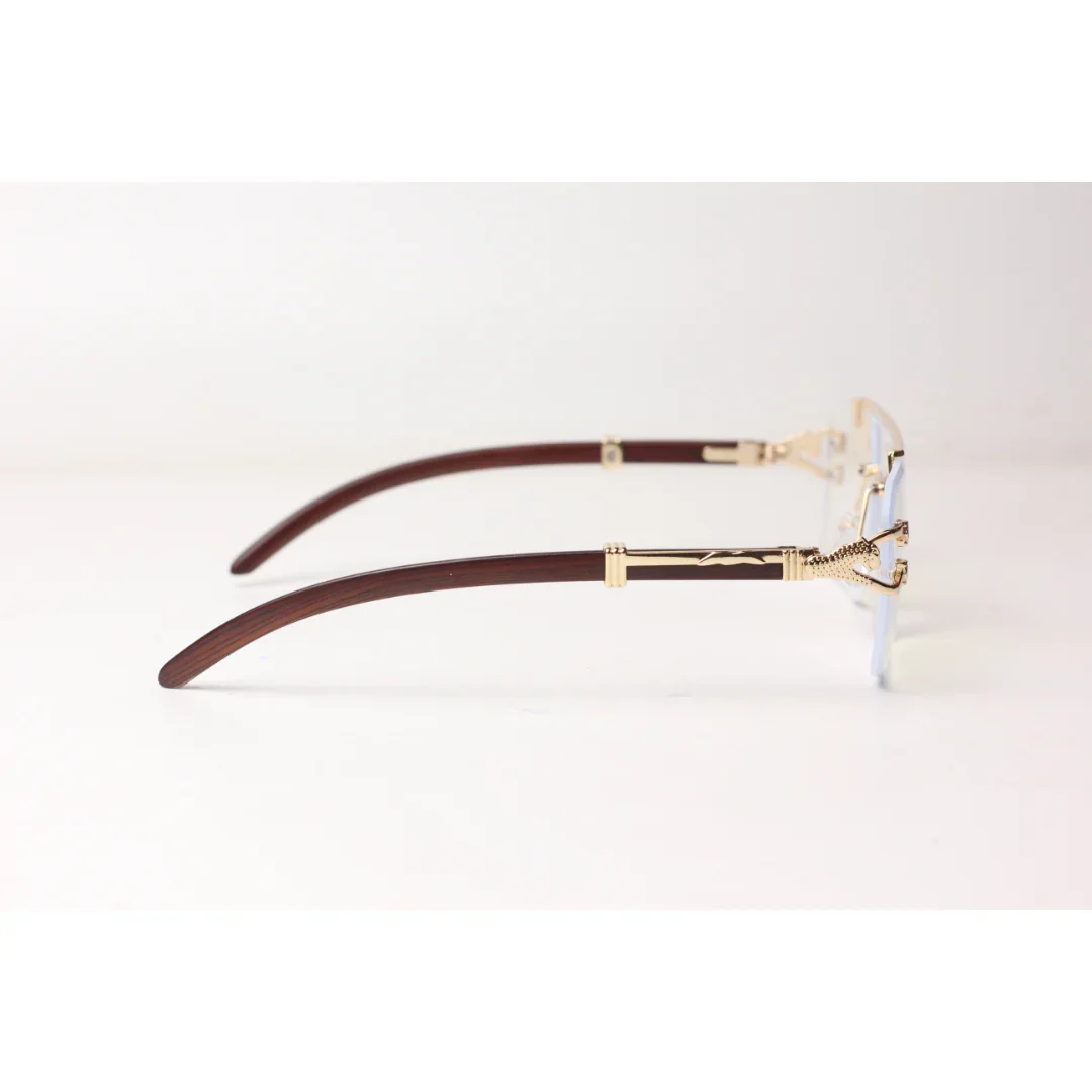 Cartier - R25 - Panther Wooden - Transparent - Golden - Rimless - Metal - Rectangle - Optics - Eyewear - Image 3
