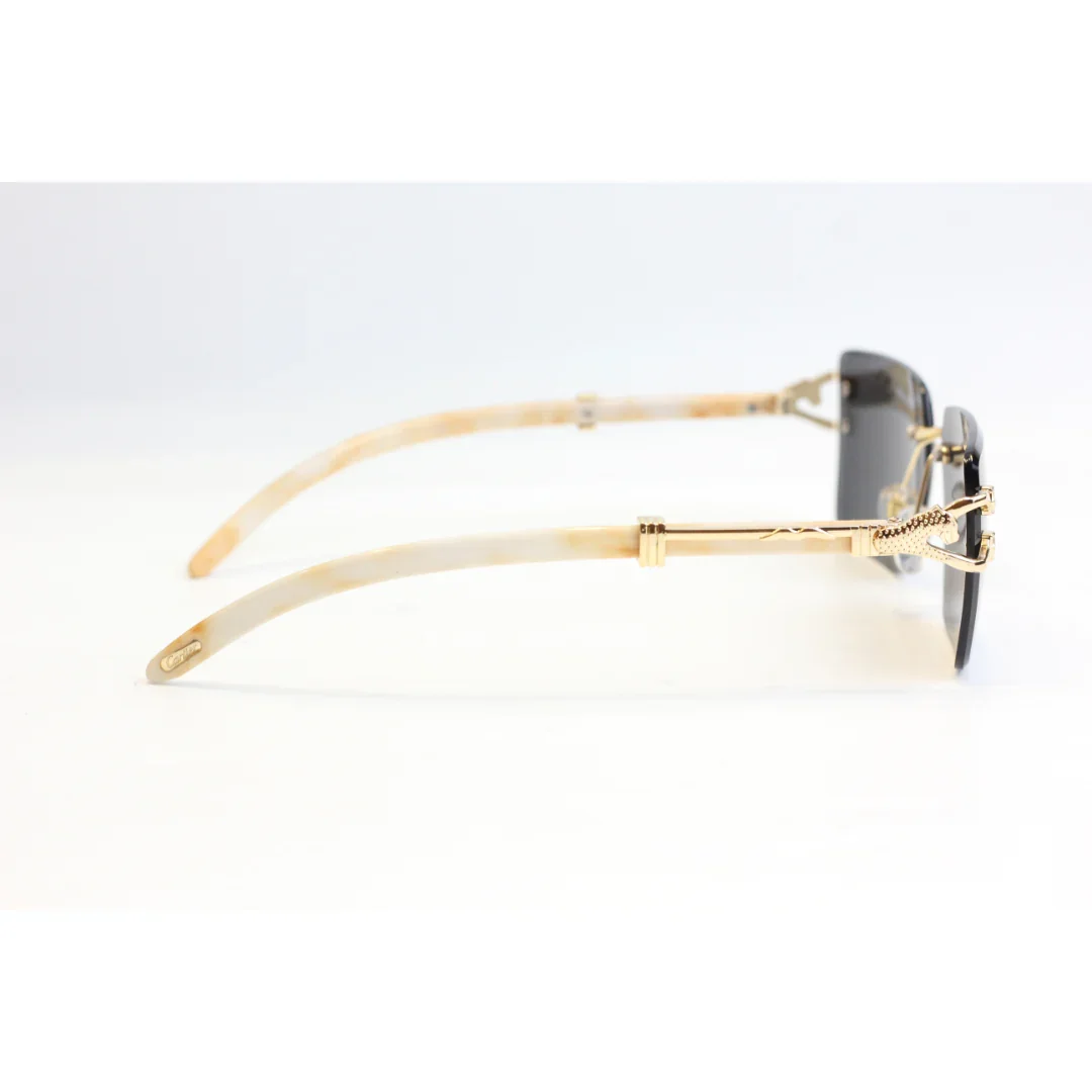 Cartier - R428 - Golden Marble Finish - Vintage - Rimless - Metal - Rectangle - Sunglasses - Eyewear - Image 3
