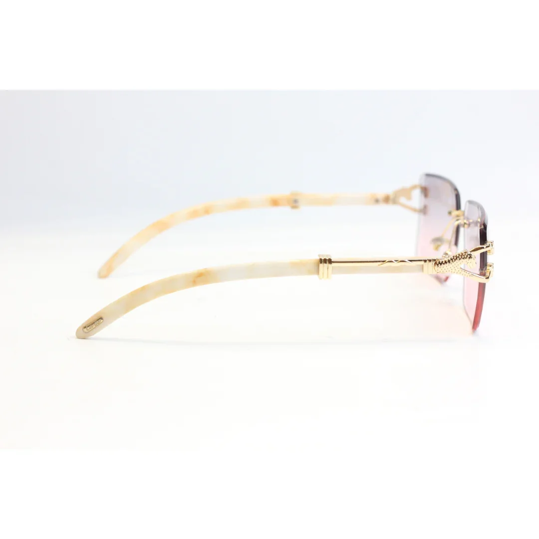 Cartier - R428 - Golden Marble Finish - Vintage - Rimless - Metal - Rectangle - Sunglasses - Eyewear - Image 6