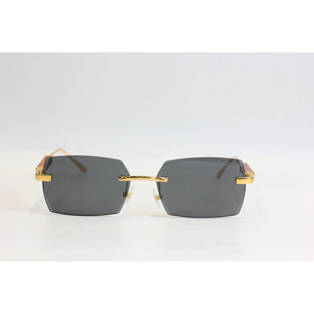 Cartier - R77 - Golden - Vintage Slim - Rimless - Metal - Rectangle - Sunglasses - Eyewear - Image 2