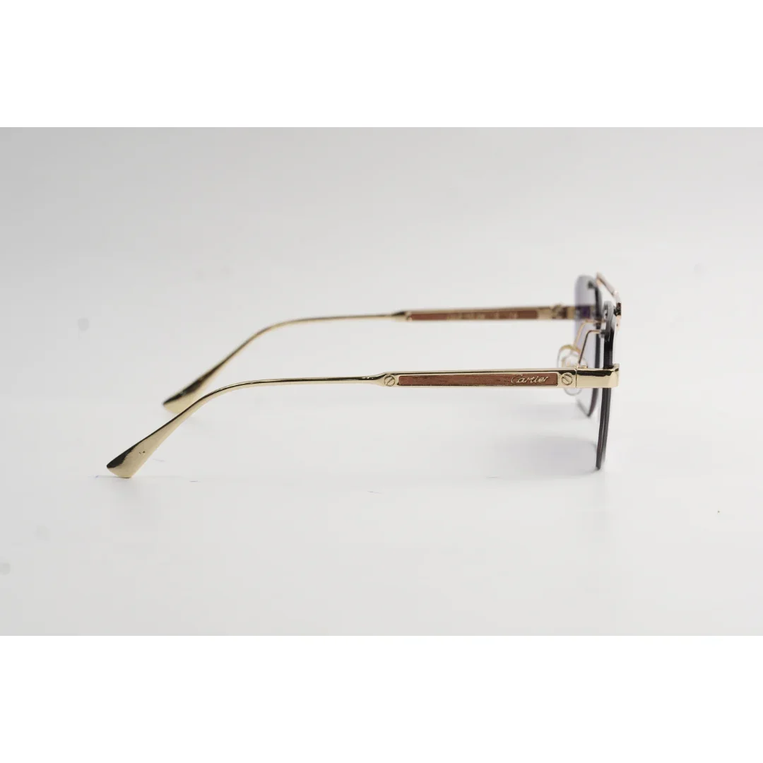 Cartier - RM90 - Border - Golden - Double Bridge - Rimless - Metal - Rectangle - Sunglasses - Eyewear - Image 12