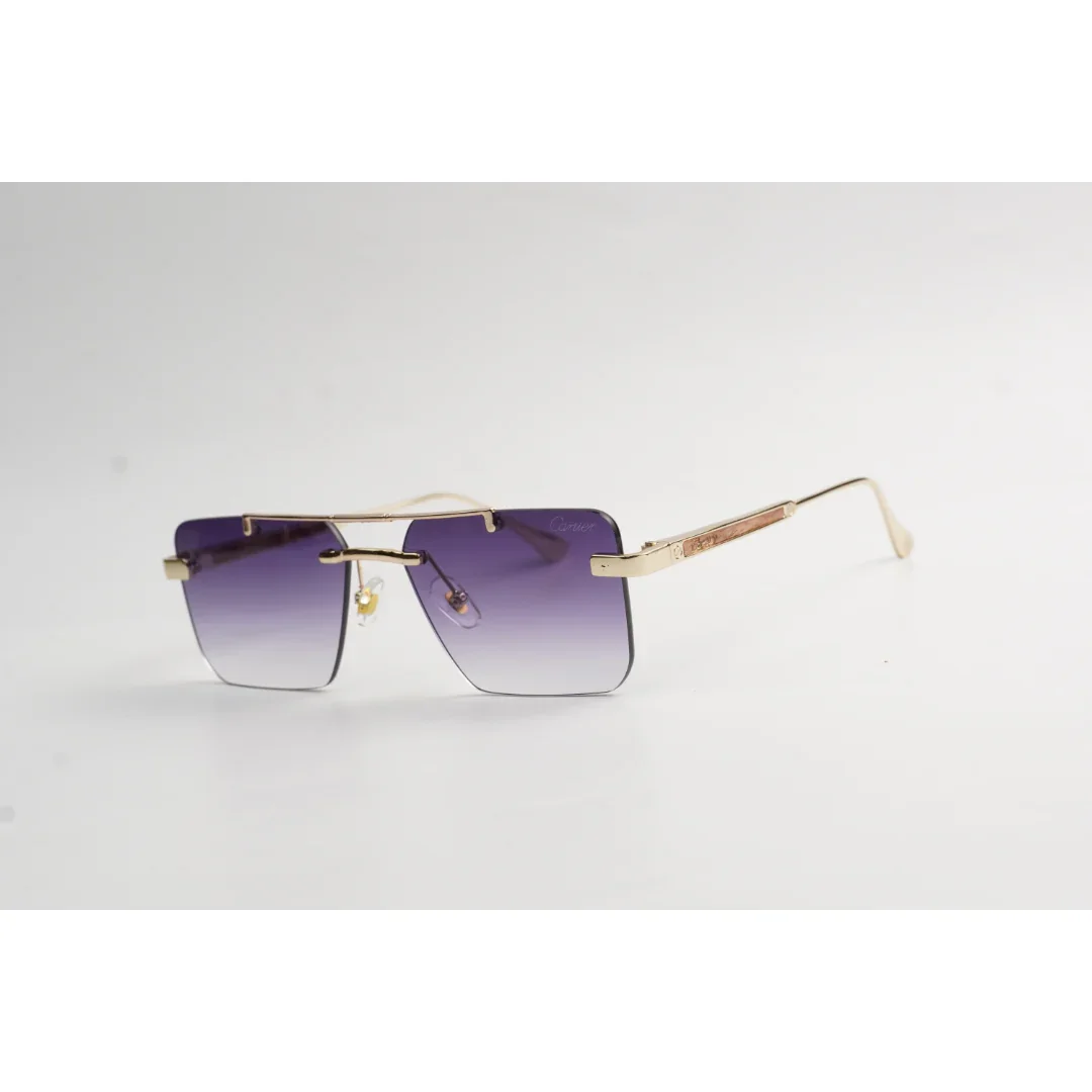 Cartier - RM90  - Classic - Golden - Double Bridge - Rimless - Metal - Rectangle - Sunglasses - Eyewear - Image 7