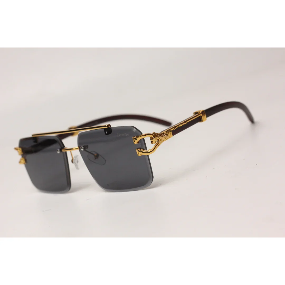 Cartier - RR42 - Golden - Double Bridge - Rimless - Metal - Square - Sunglasses - Eyewear