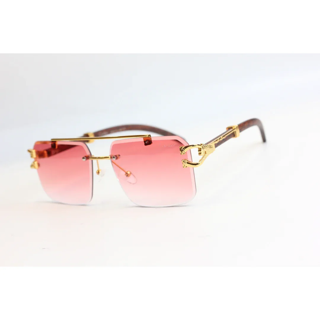 Cartier - RR42 - Golden - Double Bridge - Rimless - Metal - Square - Sunglasses - Eyewear - Image 16