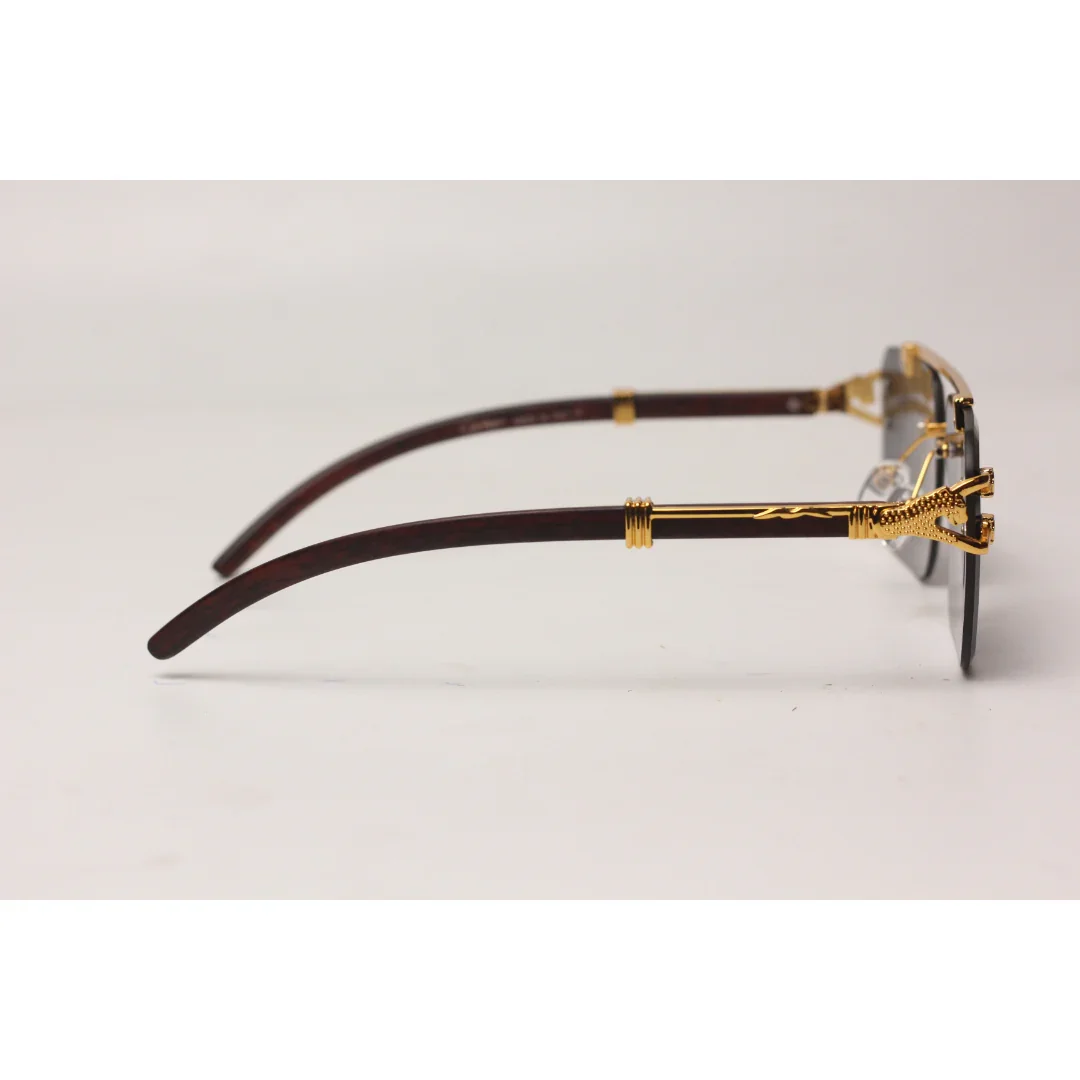 Cartier - RR42 - Golden - Double Bridge - Rimless - Metal - Square - Sunglasses - Eyewear - Image 3