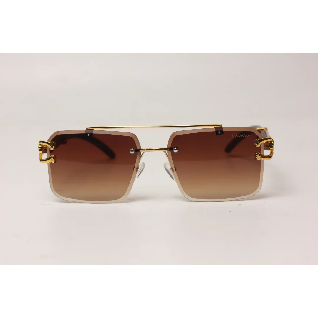 Cartier - RR42 - Golden - Double Bridge - Rimless - Metal - Square - Sunglasses - Eyewear - Image 5