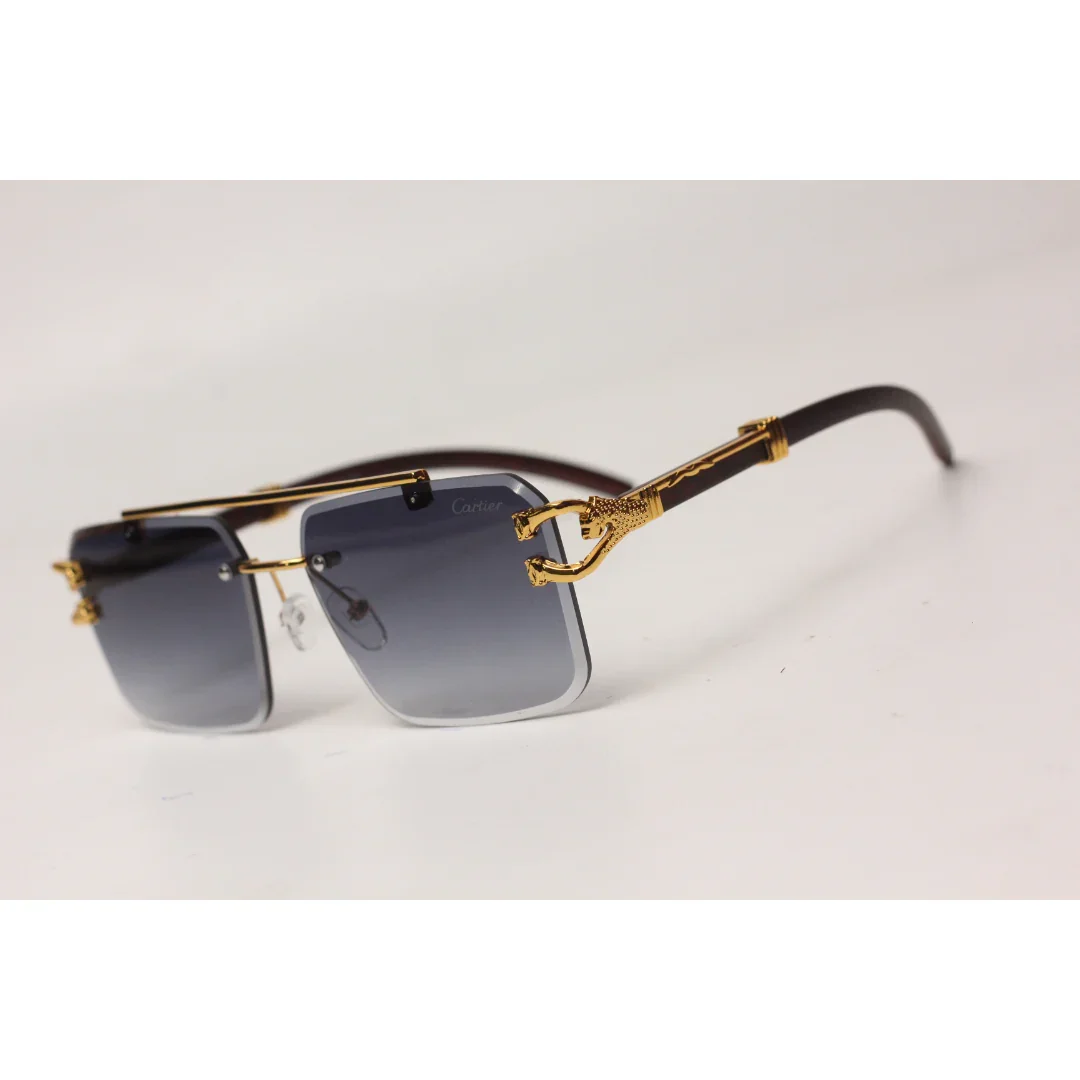 Cartier - RR42 - Golden - Double Bridge - Rimless - Metal - Square - Sunglasses - Eyewear - Image 7