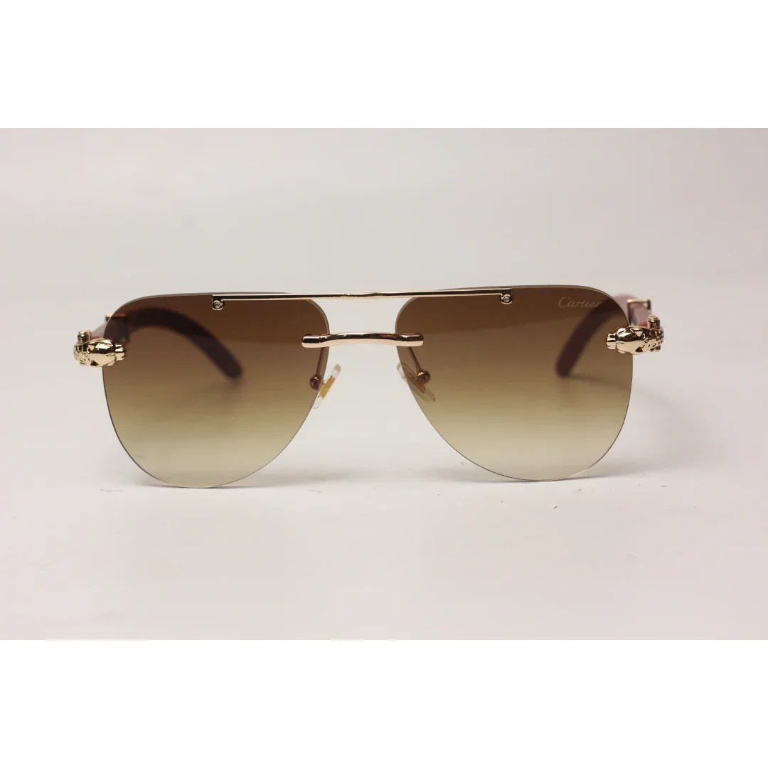 Cartier - RR43 - Double Bridge - Rimless - Metal - Aviator Round - Sunglasses - Eyewear - Image 5