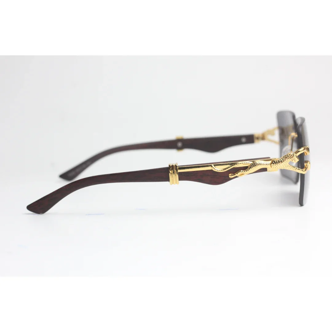 Cartier - RR46 - Golden - Wooden Texture - Rimless - Metal - Rectangle - Sunglasses - Eyewear - Image 3