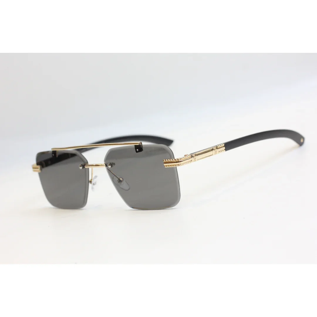 Cartier - RR72 - Golden - Rimless - Metal - Double Bridge - Rectangle - Sunglasses - Eyewear