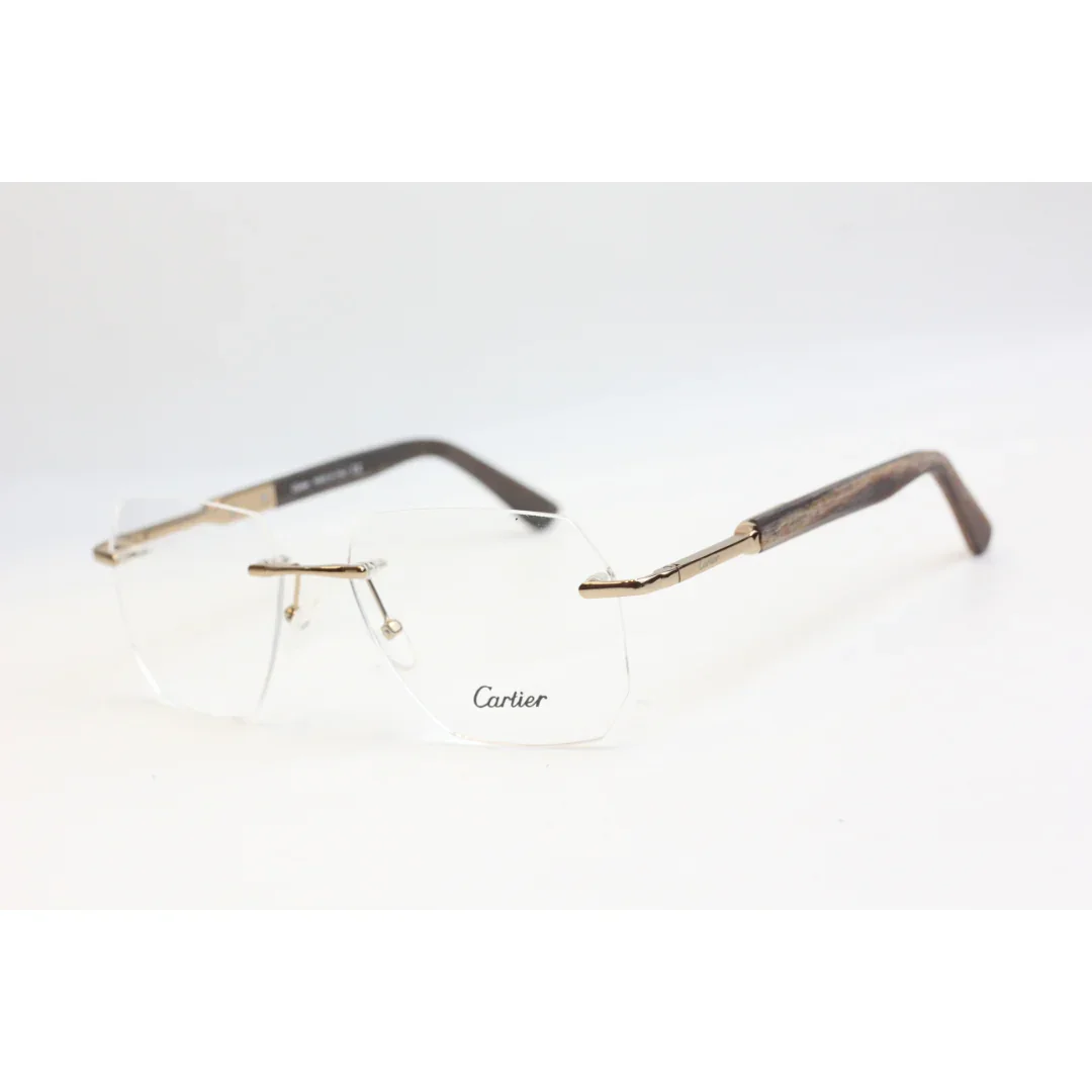 Cartier - S25168  - Wooden - Rimless - Metal - Round - Premium Optics - Eyewear - Image 4