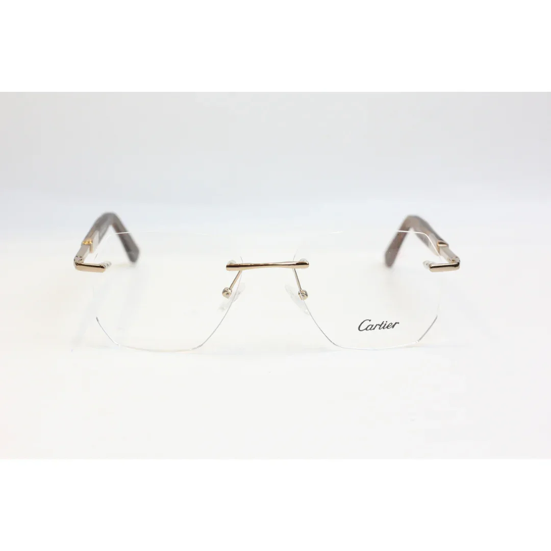 Cartier - S25168  - Wooden - Rimless - Metal - Round - Premium Optics - Eyewear - Image 5