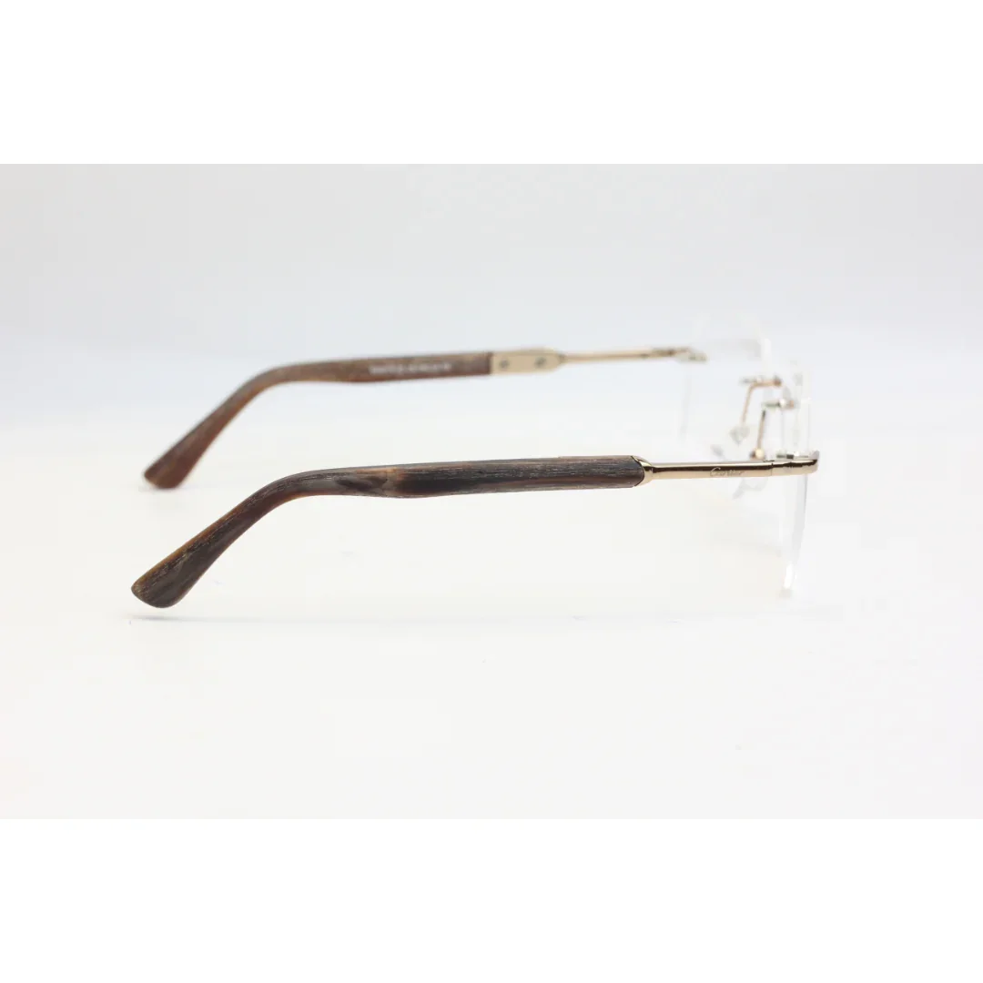 Cartier - S25168  - Wooden - Rimless - Metal - Round - Premium Optics - Eyewear - Image 6