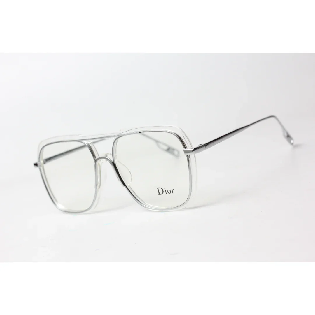 Dior - 650 - Oversize - Transparent - Silver - Metal - Round - Square - Optics - Eyewear