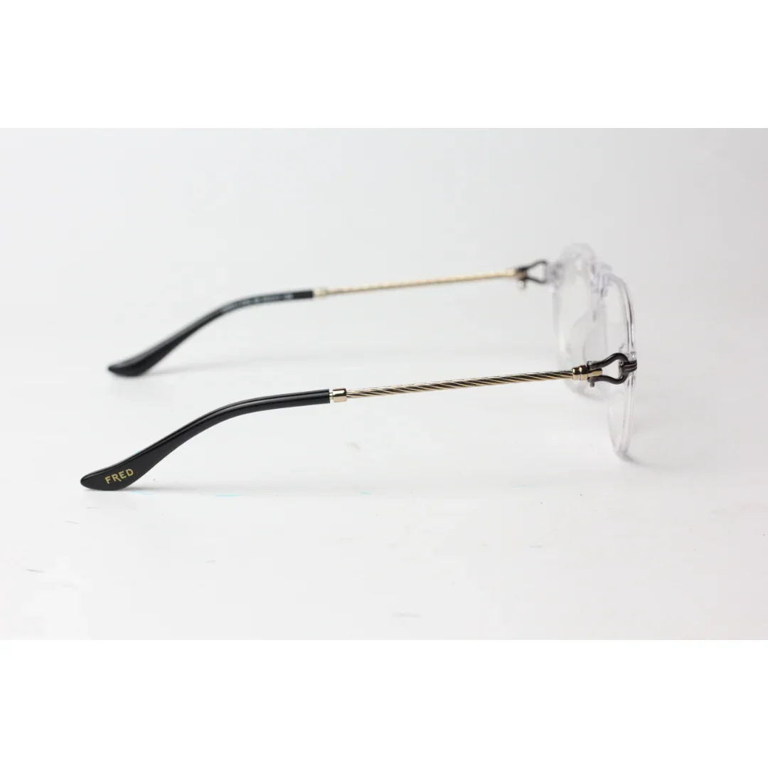 FRED - 0701 - Transparent White - Golden - Acetate - Metal - Round - Premium Optics - Eyewear - Image 3