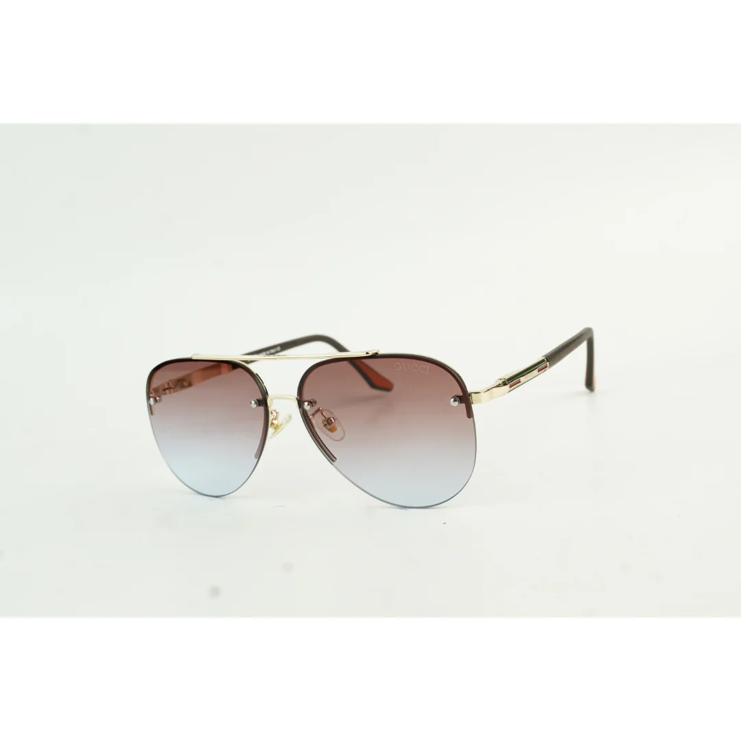 Gucci - 22317 - Metal - Half Rim - Aviator Round - Sunglasses - Eyewear - Image 4