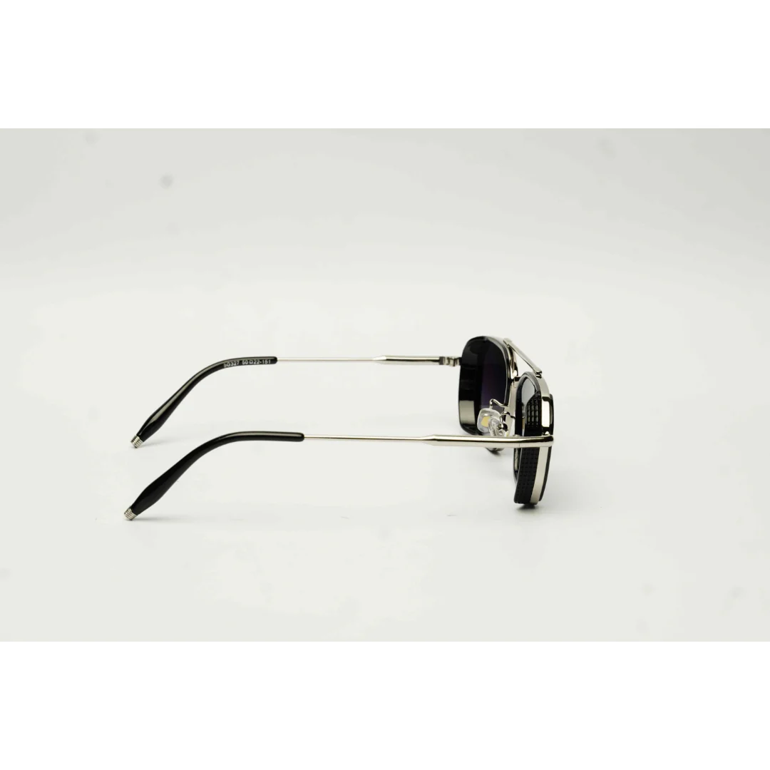 HENRI - 5G327 - Silver - Black Gradient - Acetate - Metal - Rectangle - Sunglasses - Eyewear - Image 3