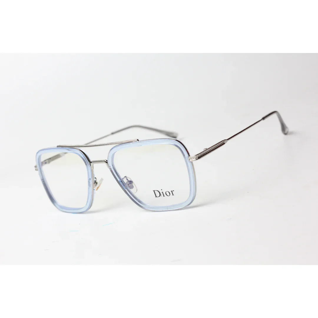 Iron Man - 9000 - Dior - Transparent - Blue - Silver - Metal - Acetate - Flight - Blue Cut - Square - Eyewear