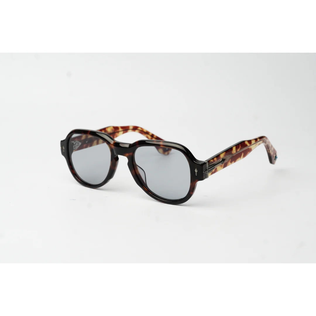 Jacques Marie Mage - RED CLOUD - Marble Havana Tortoise Brown - Tinted - Acetate - Aviator Round - Premium Sunglasses - Eyewear