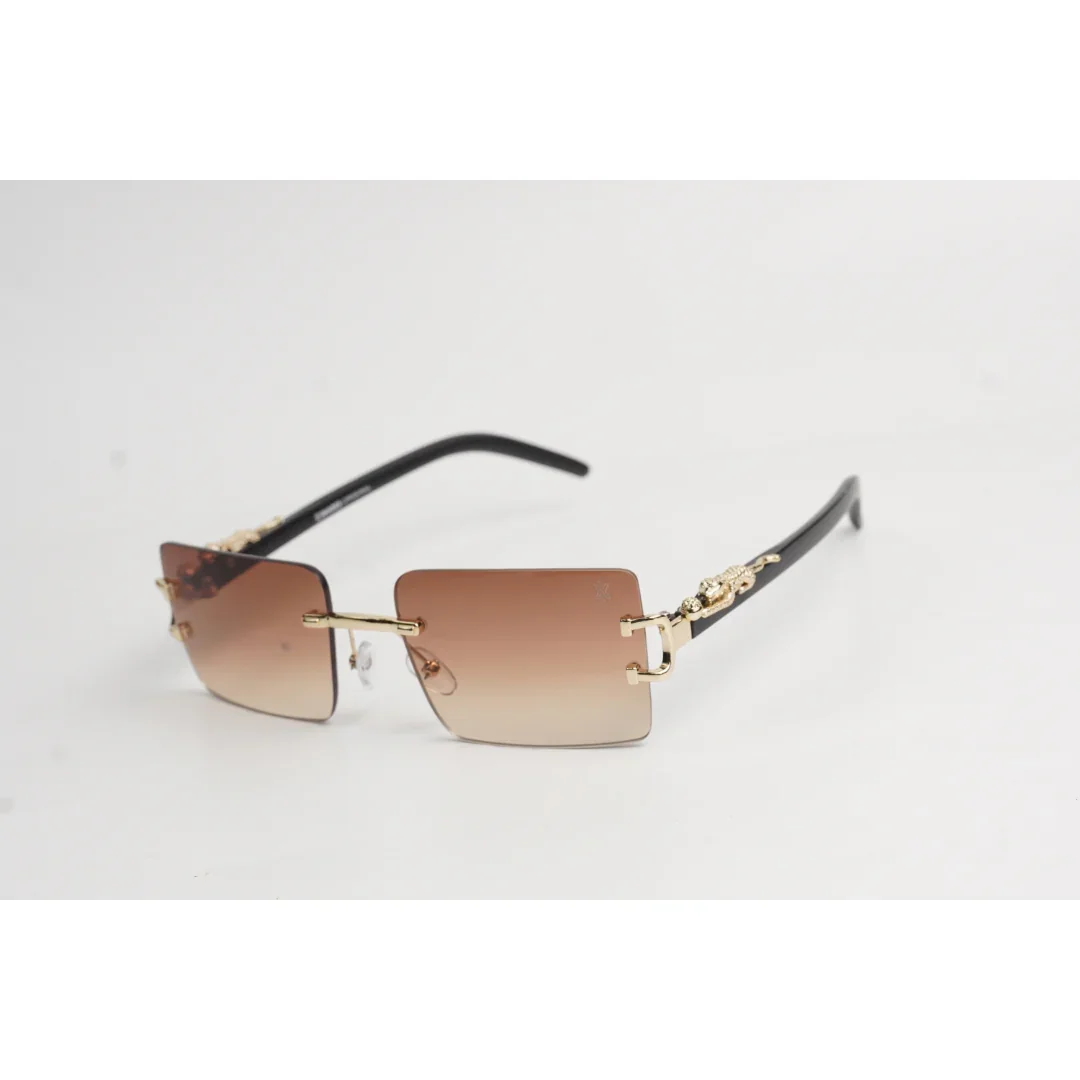 LEO - 23113 - Golden - Rimless - Rectangle - Sunglasses - XSHADES Eyewear - Image 4