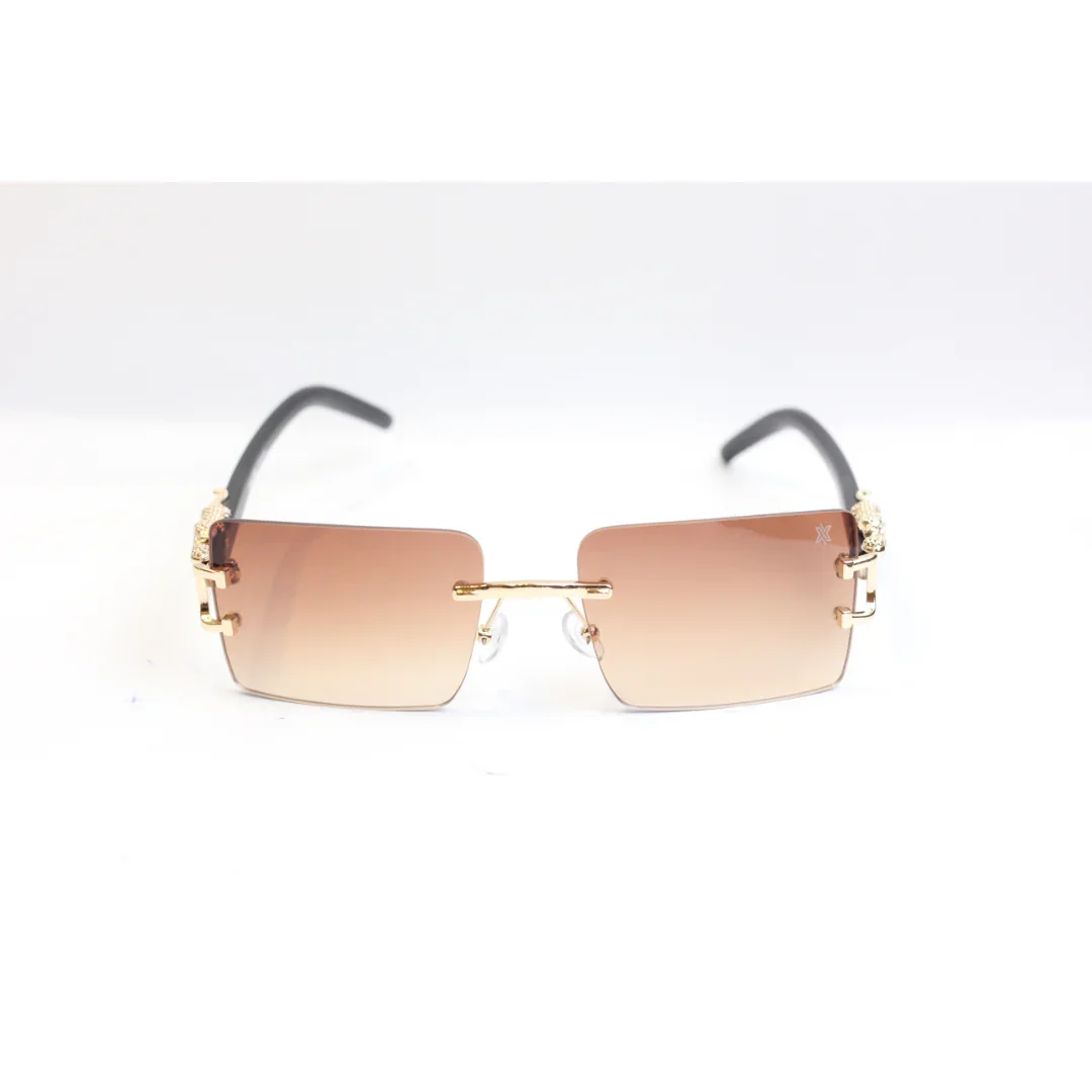 LEO - 23113 - Golden - Rimless - Rectangle - Sunglasses - XSHADES Eyewear - Image 5