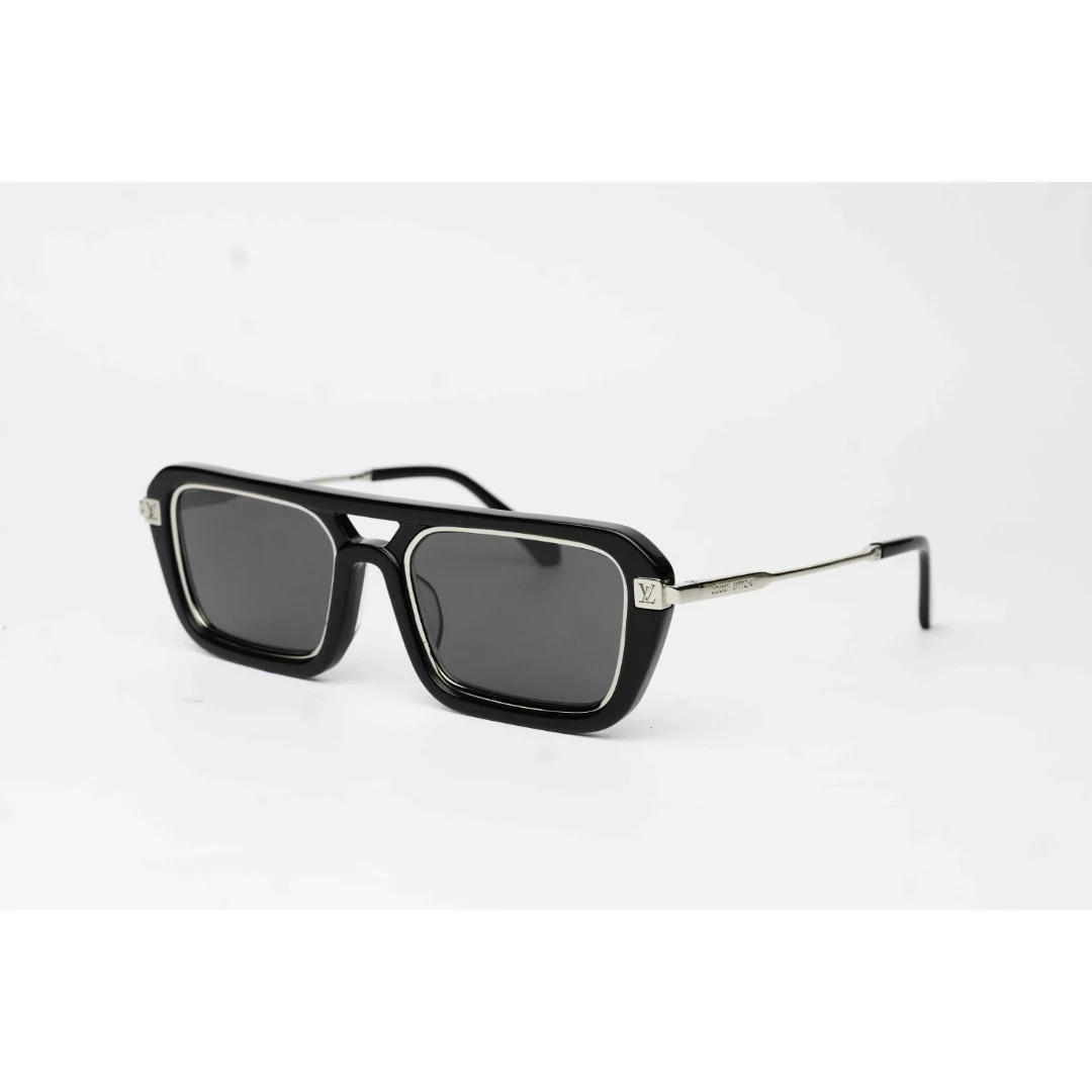 Louis Vuitton - LEGACY PILOT SQUARE - Black - Silver  - Metal - Acetate - Rectangle - Premium Sunglasses - Eyewear