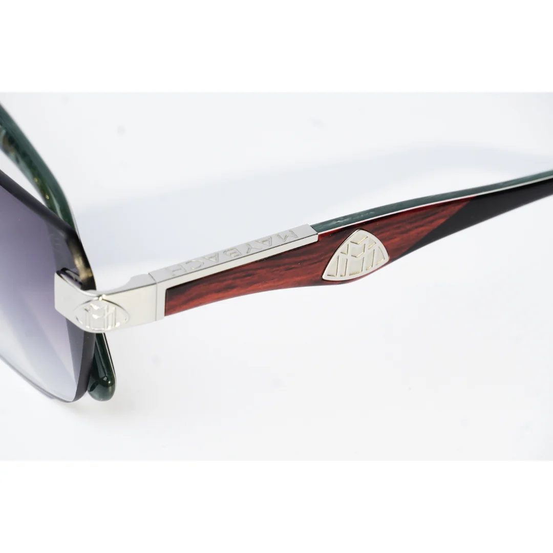 Maybach - MAGIC I - Black & Red Wood Marble - Silver - Green Burr - Rimless -  Metal - Acetate - Rectangle - Premium Sunglasses - Eyewear - Image 6
