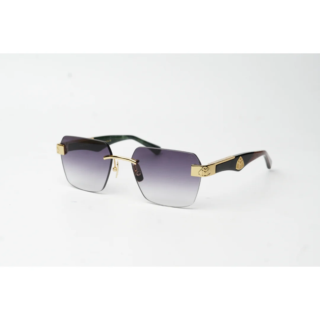 Maybach - MAGIC I - Walnut Brown - Green Burr - Rimless - Metal - Acetate - Rectangle - Premium Sunglasses - Eyewear