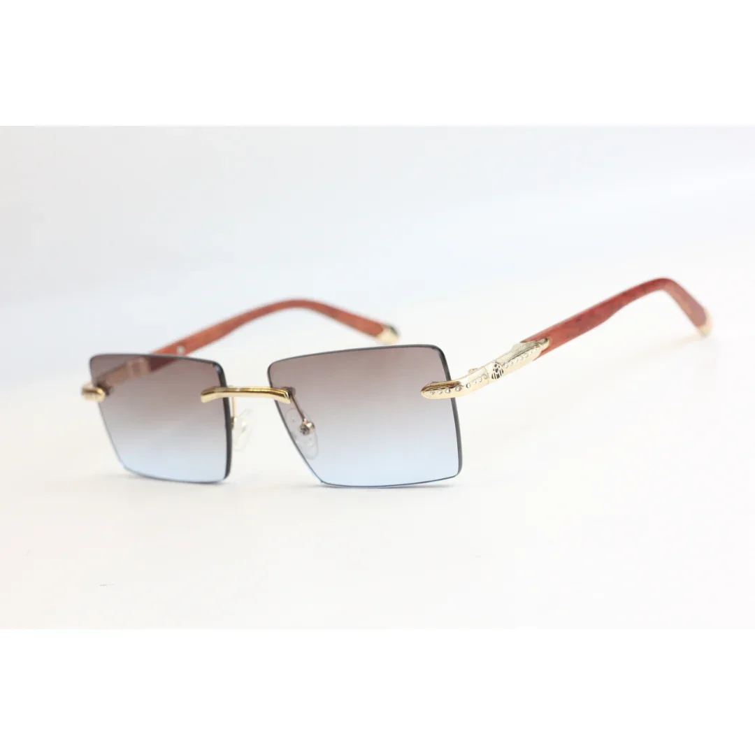 Maybach - RR47 - Tropical Gradient - Brown Wooden - Rimless - Metal - Rectangle - Sunglasses - Eyewear