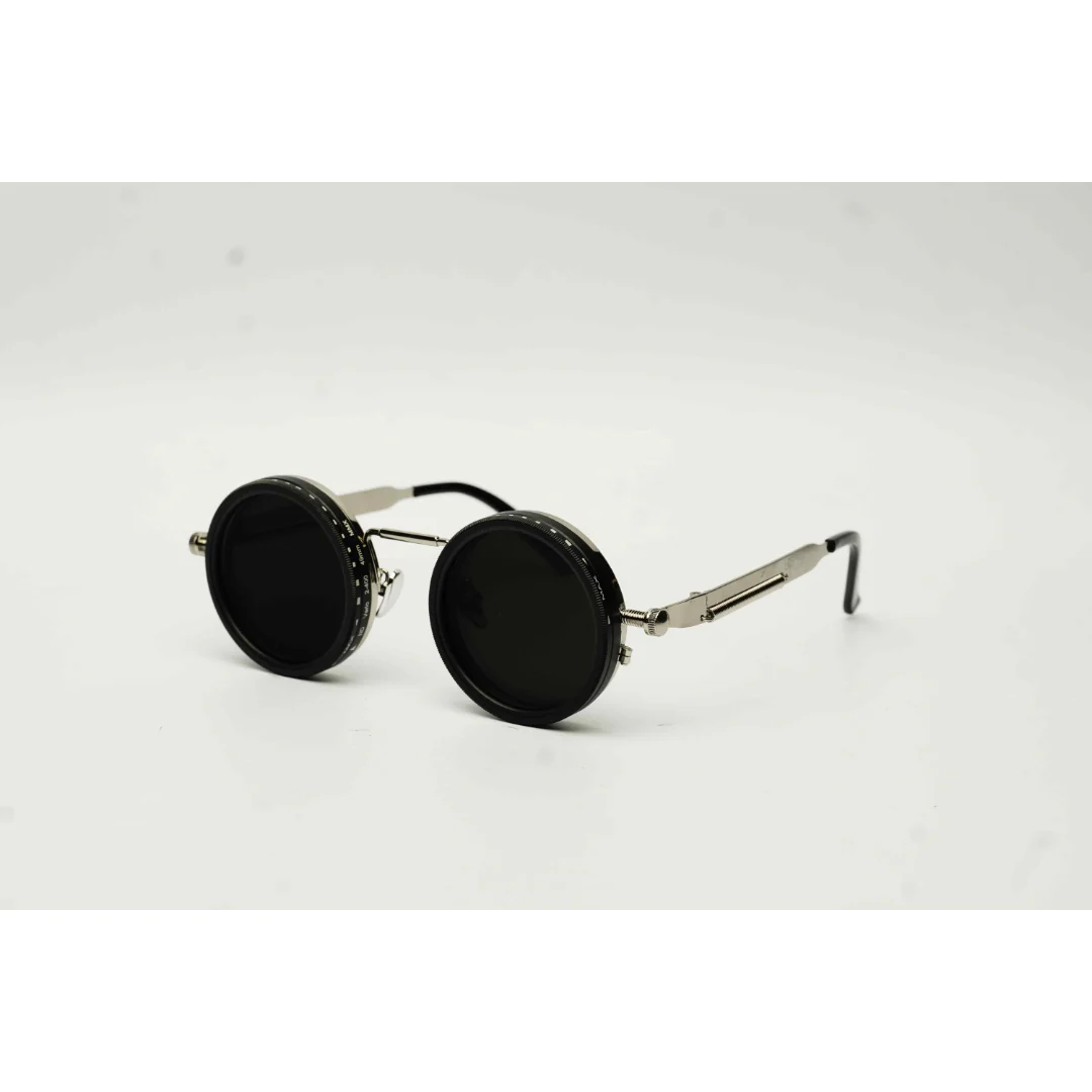 ND Varlo Tint Adjustable Polarized - Black - Silver - Metal - Round - Sunglasses - Eyewear - Image 2