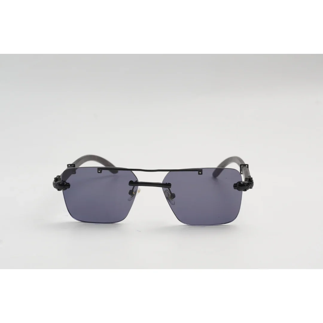 Panther - 3063 - Wooden Texture - Rimless - Metal - Rectangle - Sunglasses - Eyewear - Image 11